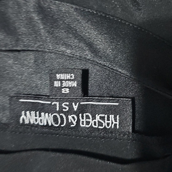 Kasper & Company Classic Black Women's Blouse Satin Trim Button Neckline Sz 8 - Picture 3 of 4